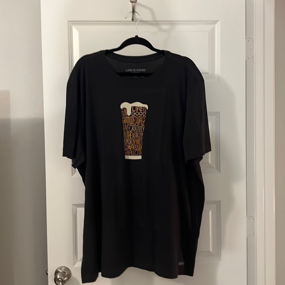 Life is Good gray  T-shirt size XXL Unisex beer graphic positive vibes relaxed